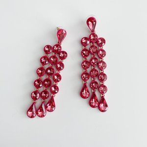 J. Crew Sparkly Waterfall Earrings (Fuchsia)